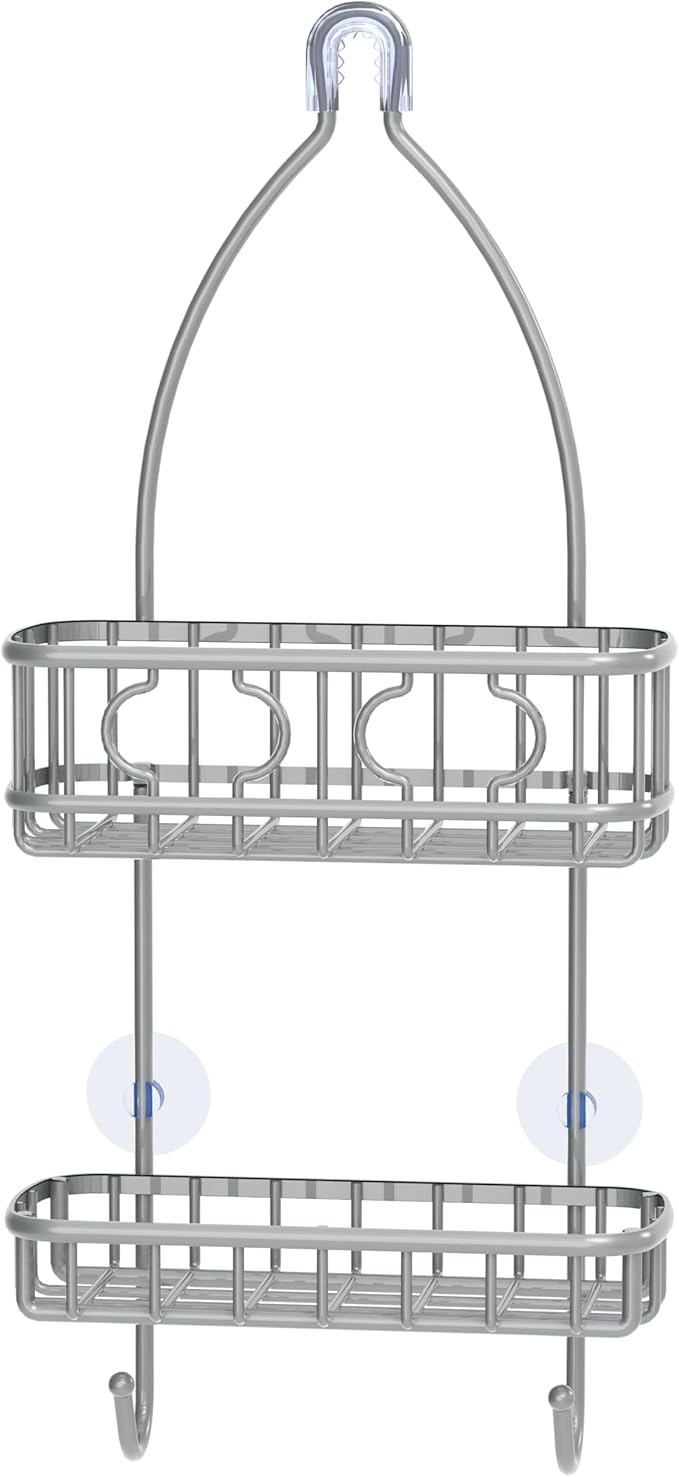 Simple Houseware Bathroom Hanging Shower Head Caddy Organizer, Silver (24 x 10.2 x 4.25 inches)