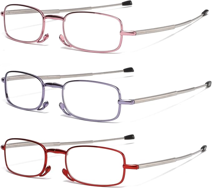 Folding Reading Glasses for Men Women, Keychain Compact Readers Blue Light Portable Pocket Eyeglasses