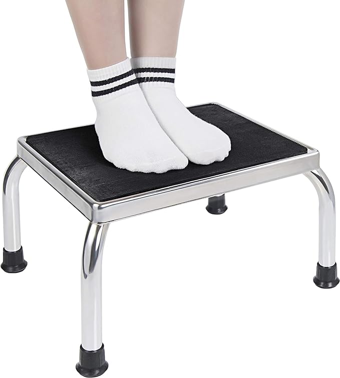 Vaunn Medical Foot Step Stool 350lbs Heavy-Duty Welded Steel Legs, Fully Welded Single Construction Frame, Anti-Skid Rubber Platform