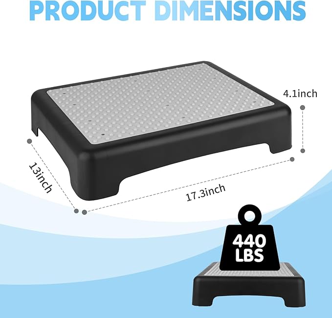 One Step Stool for Adults & Seniors, Indoor/Outdoor Portable Stair Assist, Platform Step, Non-Slip Bathroom, Step Stool for Car, Bedside, Office, Shower, Stairs, Bed, 450lbs Capacity (Grey)