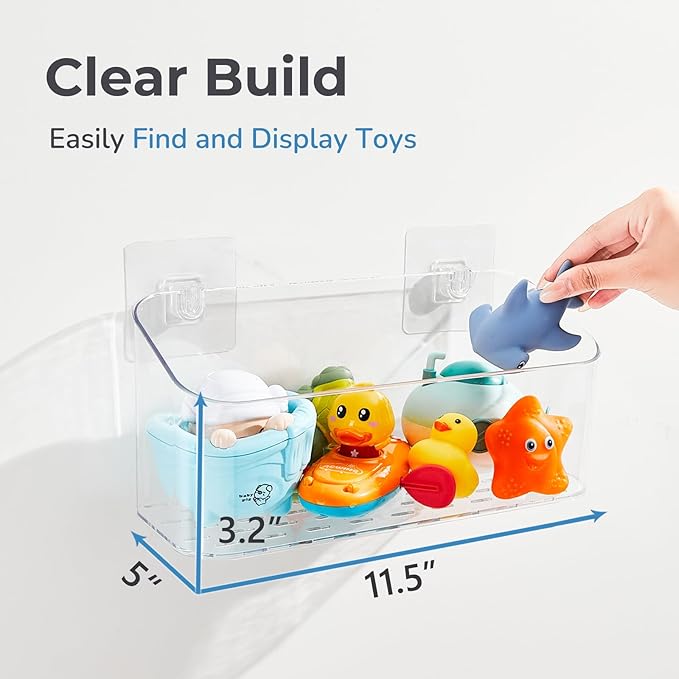 Bath Toy Storage Holder for Bathtub, Clear Bath Toy Organizer Large Capacity Bathtub Toy Storage Shower Caddy for Bathroom (2 Large)