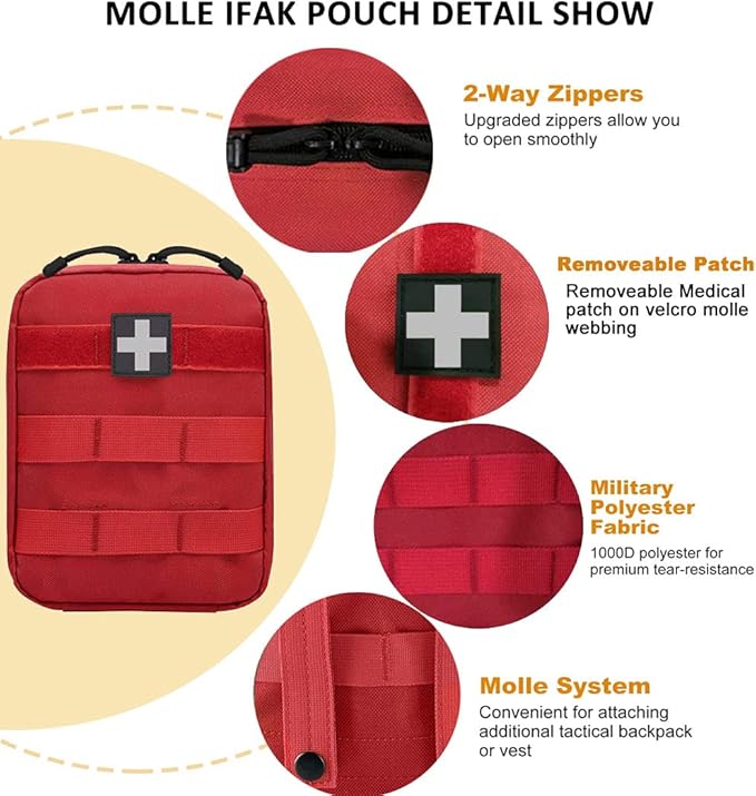 First Aid Pouch Empty Small, Tactical Molle EMT Pouch Compact Medical IFAK Rip Away Untility Bag Pouches