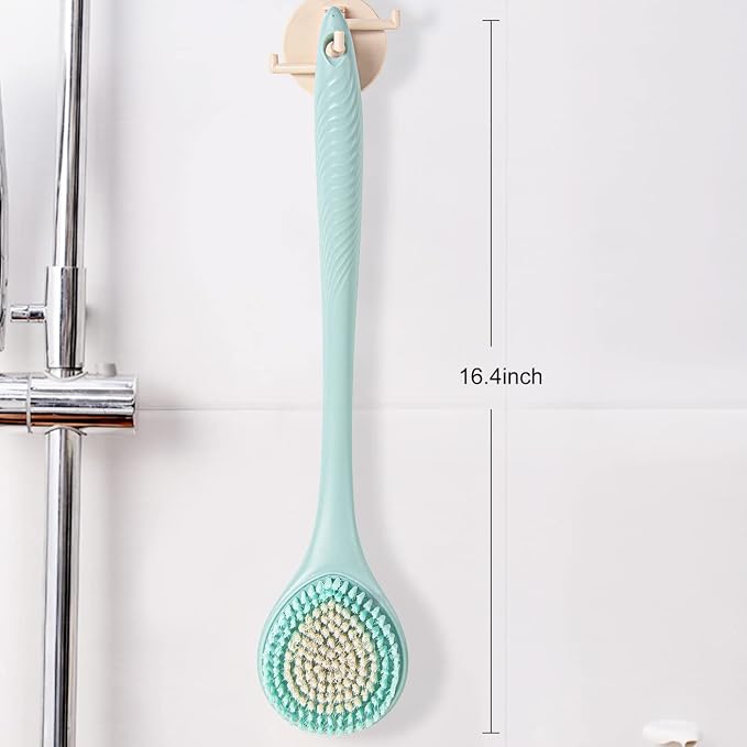 BEDELITE Back Scrubber for Shower, Soft Bath Brush Long Handle for Men & Women(16.4 Inches), Anti Slip Body Scrubber Exfoliator for Cleaning(Blue)