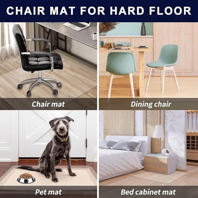 Office Chair Mat for Hard Wood Floors - 30"x48" Heavy Duty Anti-Slip Hardwood Floor Protector Rug - Easy Clean