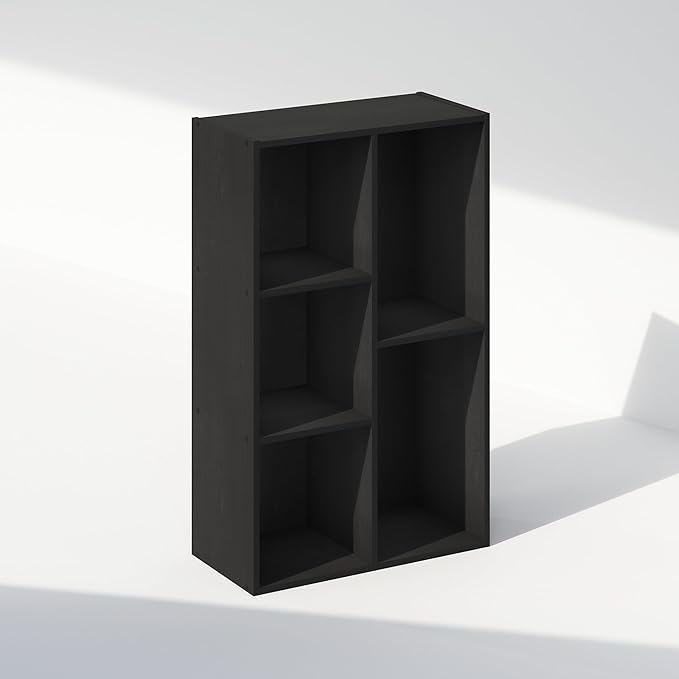 Furinno Reed Closet Organizers and Storage, 5-Cube Reversible Closet Shelves, Closet Organization Shelf, 9.4 x 19.5 x 31.5, for Bedroom, Closet, Blackwood