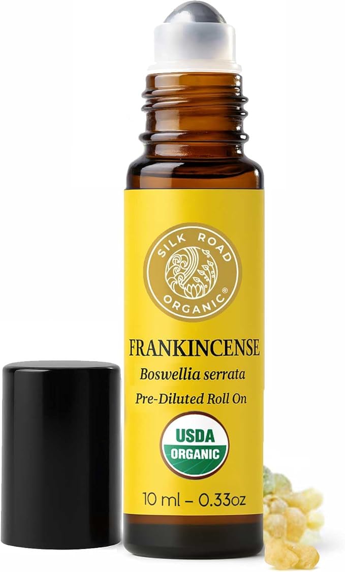 Silk Road Organic Frankincense Serrata Essential Oil Roll on | 100% Pure USDA Certified Aromatherapy Roller to Soothe Body & Mind (10 ml)