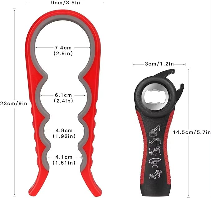 Can Openers for Seniors with Arthritis 4PC-Set Jar Lid & Water Bottle Openers for Seniors | Kitchen Essentials for New Home Gadgets Gifts for Elderly | Non-Slip Silicone Rubber Gripper Pad