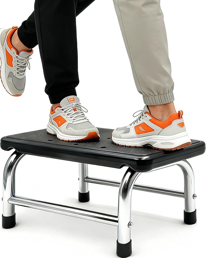 Step Stool, 440 lbs Heavy Duty Stainless Steel, Non-Skid HDPE Platform for Adults, Lightweight Portable Foot Stool for Kitchen Bathroom Bedroom RV Home Office