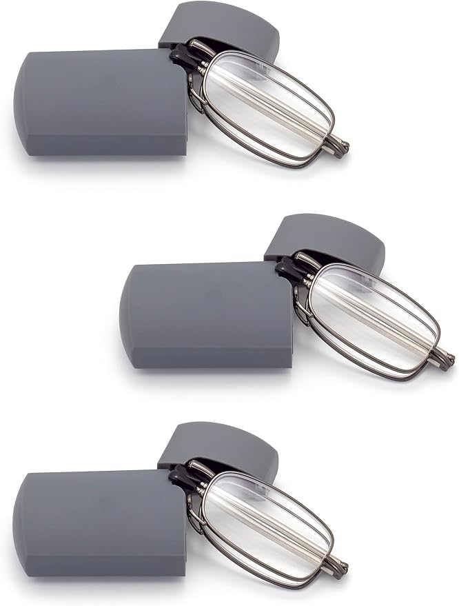 HIGHLIKE Hard Cases Folding Reading Glasses, Pocket Wallet Purse Compact Spring Hinge Readers, Transparent Clear Lens