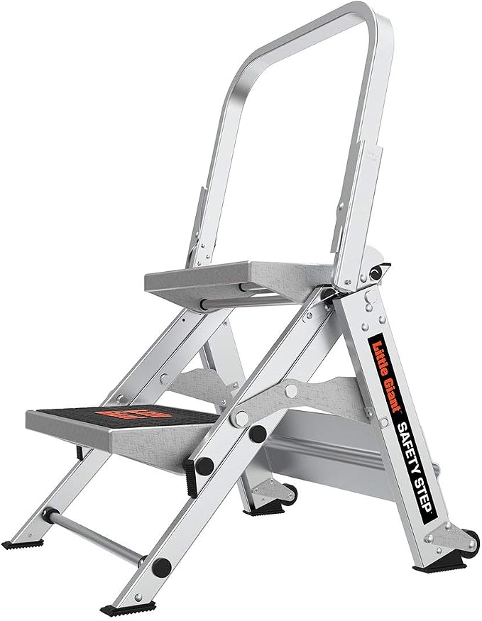 Little Giant Ladders, Safety Step, 2-Step, 2 foot, Step Stool, Aluminum, Type 1A, 300 lbs weight rating, (10210BA), Gray