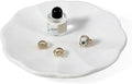 Koville Marble Tray, 8" Round Scalloped Marble Vanity Tray for Jewelry Trinket Perfume, Natural Stone Tray for Bathroom Kitchen Dresser Countertop, Decorative Catchall Tray Home Decor(White)