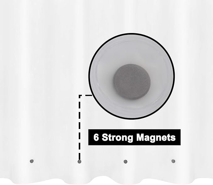 Barossa Design Long Shower Curtain Liner with 6 Magnets - 72" x 78", Waterproof PEVA Shower Liner for Bath Tub, PVC Free, Metal Grommets - Frost, 72x78