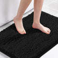 H.VERSAILTEX 20x32 Bath Mat Non-Slip Bathroom Rug Shag Shower Mat Machine-Washable Bath Mats with Water Absorbent Soft Microfibers Chenille Plush Rugs - Black