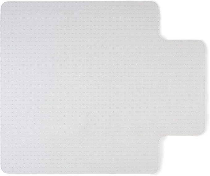 Staples Office Chair Mat, Clear Floor Mats with Lip, Flat-Pile Carpets, Extended Under-Desk Coverage, 53 x 45 Inch, Smooth Glide