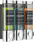 Shower Shampoo Dispenser 3 Chamber No Drill Wall-Mounted,Shampoo and Conditioner Dispenser Shampoo for Shower Wall Mounted Body Wash for Bathroom,Chrome
