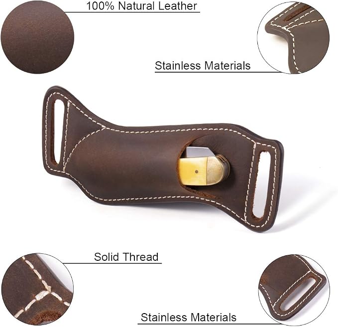 Gentlestache Leather Knife Sheaths for Belt, Knife Holster, Pocket Knife Sheath, EDC Leather Sheath for Folding Knife Carrier