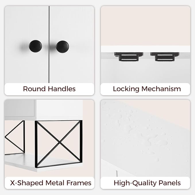 MAHANCRIS Bathroom Wall Cabinet with 2 Door and Adjustable Shelf, Farmhouse Medicine Cabinet with Towel Rack, 3-Tier Wall Mounted Storage Cabinet Over The Toilet for Bathroom, 18.9" L, White
