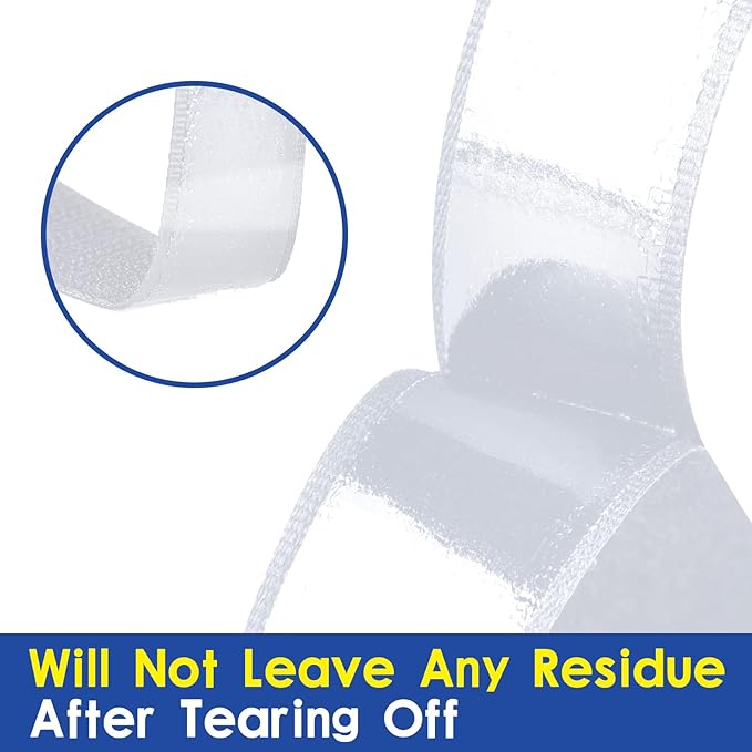 2 Inch x 30 Feet White Self Adhesive Hook and Loop Tape Sticky Back Fastening Roll, Nylon Self-Adhesive Heavy Duty Strips Fastener for Home Office School Car and Crafting Organization - White
