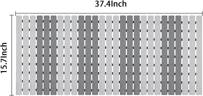 BEMISO Shower Mat Non Slip Bathtub Mat with Suction Cups and Drain Holes 37.4 x15.7 Inch Bath Mat for Tub & Shower.Easy Dry,Easy to Cut,Eco-Friendly