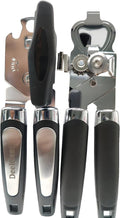 2 Pack Magnetic Manual Can Openers, with Stainless Steel Heavy Duty,Oversized Easy Turn Knob,Soft Grip Handles,Smooth Edge Safety Cut Sharp Blade (Black)