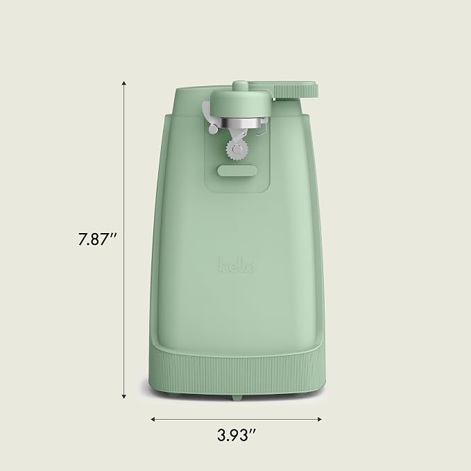 bella Electric Can Opener and Knife Sharpener, Removable Cutting Lever, Cord Storage, Stainless Steel Blade, Seaglass