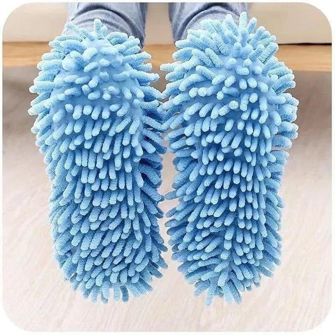 Mop Slippers,Mop Shoes,Dust Duster, Mop Socks for Women Men Kids Foot, Microfiber Reusable for House Office Bathroom Kitchen (Blue,One Size)