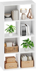 Sweetcrispy 8 Cube Storage Organizer - Open Cube Bookshelf with 4 Removable Back Panels, Display Storage Bookcase for Living Room, Bedroom, Entrance Hall, Home Office，47.7" Lx11.6 Wx24 H, White