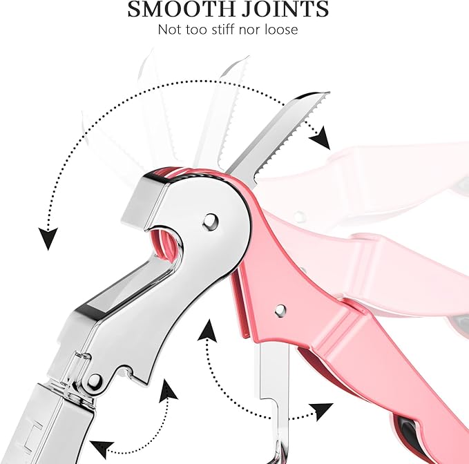 HYZ 2-Pack Wine Opener Waiter Corkscrew, Professional Wine Key for Servers, Bartender with Foil Cutter, Manual Wine Bottle Opener Double Hinged (Pink Mesa)