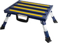 Homeon Wheels RV Step Stool, Portable Folding Aluminum Platform with Anti-Slip Surface and Handles, Adjustable Height Safety Step Supports Up to 1000 lbs, for Camping, Travel Trailer, Truck, Blue