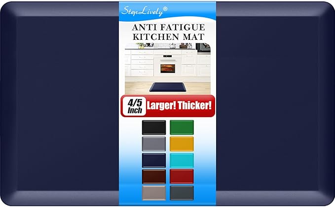 4/5 Inch Thick Kitchen Mat - Cushioned Anti Fatigue Mats for Kitchen Floor - Easy to Clean, Waterproof, Non-Slip Kitchen Rug for Sink, Office, Kitchen (22''x36'' Blue)