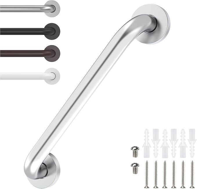 12 Inch Grab Bars for Wall Brush Nickel, Safety Shower Grab Bars for Seniors Elderly Handicapped, Handicap Grab Bars for Shower with Concealed Screws, Tesuchan