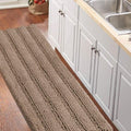 Turquoize Luxurious Shaggy Chenille Kitchen/Bath Mat Non-Slip Mat Taupe Brown Chenille Rug Striped Mat Water Absorbent Bath Rug Runner for Floor, Taupe Brown, Size 59 x 20 Inches
