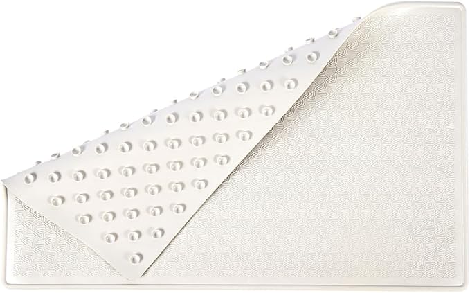 Bathtub Mat Non Slip, Bath Mat for Tub 22.4 x 14 Inches, Shower Mats with Suction Cups, Rubber Shower Stall Mats for Elderly & Kids, Cream White
