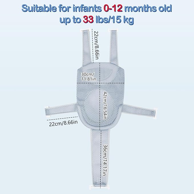 Colorlife Baby Bath Seat Support Net Infant Bathing Seat Support Mat, Adjustable Comfortable Non-Slip Five-Pointed Baby Shower Net Bathtub Sit Up Mesh for Newborn 0-12 Months-Grey(No Bathtub)