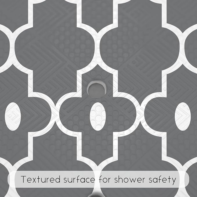 Bathtub Mat Non Slip, Grey Square Bath tub Mat Shower Floor Mat with Suction Cups for Adults Kids Elderly 21 X 21 Inch