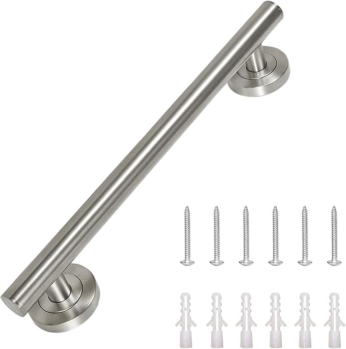 Lava Odoro Shower Grab Bar, Modern Stainless Steel Handicap Grab Bar for Bathtubs and Showers, Shower Safety Bar for Seniors Disabled, ADA-Compliant (Brushed Nickel, 18 Inch)