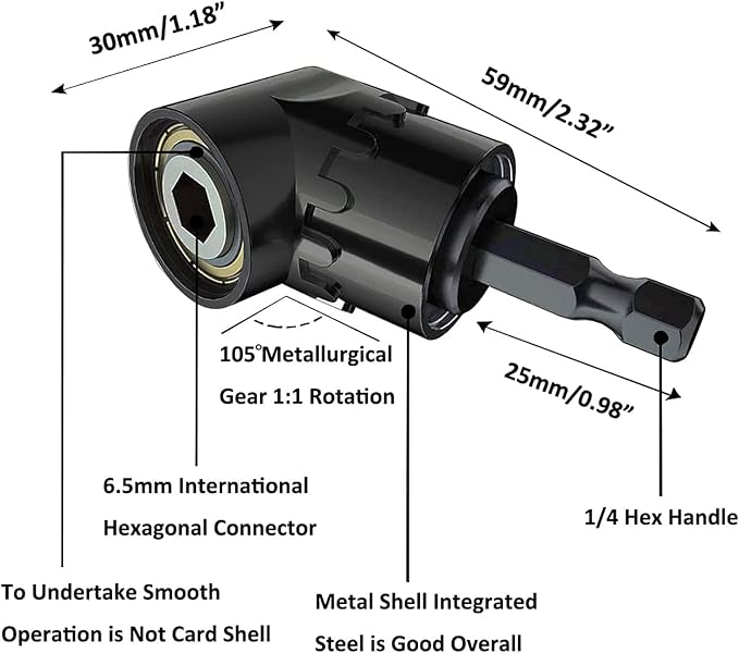 CIGOTU Impact Grade Socket Adapter Set - 3 Pcs Extension Drill Bit Socket Wrench Adapter for Impact Driver 1/4 3/8 1/2" Drive, 105 Degree Right Angle Drill Attachment for Household Workplace Industry
