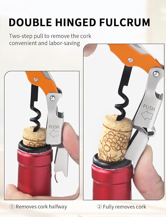 CORKAS Wine Key - 2Pack Handcrafted Professional Waiters Corkscrew, Compact Heavy Duty Wine Opener with Double Hinged, Foil Cutter and Bottle Opener, Birthday Gifts for Severs, Sommelier, Bartenders