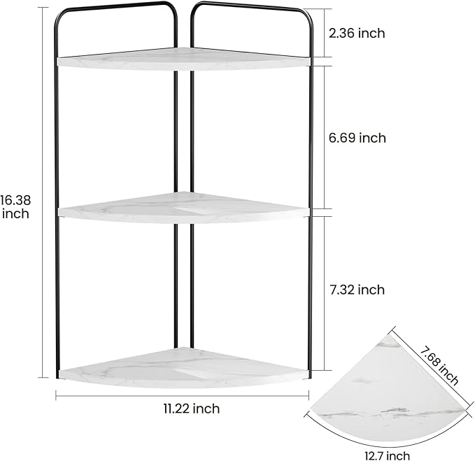 Forest Angle Bathroom Counter Organizer,Countertop Organizer,Vanity Organizers,Bathroom Storage,Bathroom Sink Caddy,Counter Shelf,Corner Counter,Corner Shelves(Black-White Marble)