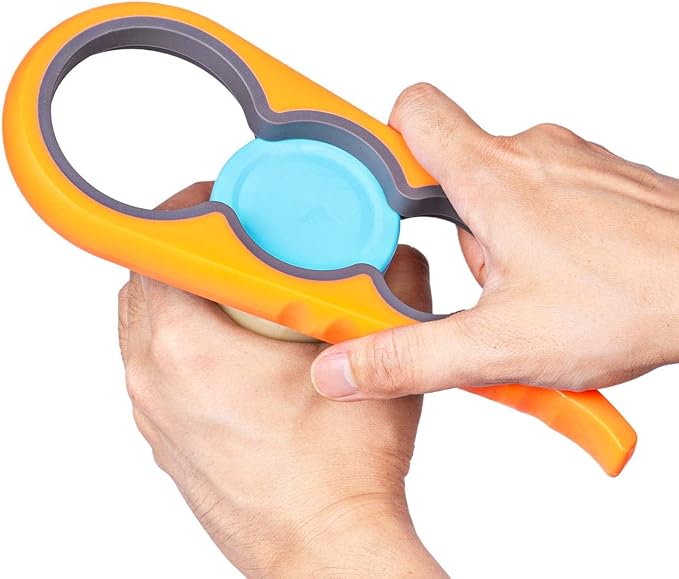 Jar Opener, Bloss Non Slip Jar Bottle Opener Jar Gripper for Weak Hands, Seniors With Arthritis and Children, 4 in 1 Multi-Function Colorful Can Opener Get Lids Off Easily, Orange