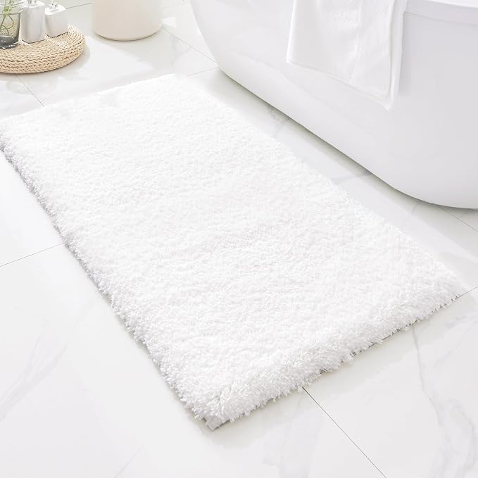 Disolla White Bathrom Runner Rug 24x70 - Extra Large Soft Plush Bath Mat, Thick Long Non-Slip Shaggy Floor Mat, Ultra-Absorbent for Master Bathroom Vanity