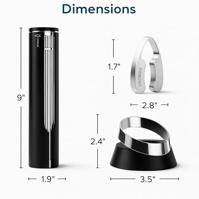 Linkstyle.life Electric Wine Opener, Automatic Rechargeable Wine Bottle Opener with Charging Base and Foil Cutter, Premium Metal Corkscrew, Gift for Dad, Wine Gifts for Men, Wine Lovers