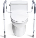 WeHwupe Toilet Safety Rails for Elderly Adults - Adjustable Bathroom Toilet Safety Frame with Handles - Stand Alone Toilet Grab Bar for Senior, Handicap & Disabled,Fits Most Toilets, White, TRX-8002
