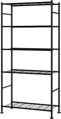 Sakugi Storage Shelves - 5 Tier Shelf Organizer, Sturdy Metal Garage Shelving with Adjustable Leveling Feet, Space-Saving Shelves Organizer for Pantry, Laundry, Kitchen (32" x 12" x 71", Black)