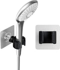 Adjustable Wall Mounted Shower Head Holder, Strong Adhesive & Drilling 2 Installation Methods, 360° Swivel Handheld Shower Wand Holder for RV Kids’ Bathroom Shower Accessories (Black