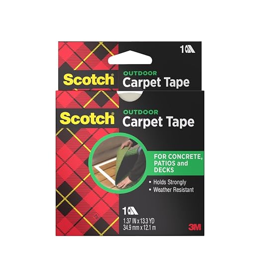 3M Scotch Double-Sided Carpet Tape 1.3 in x 40 ft – Heavy Duty Indoor/Outdoor Rug Gripper for Hardwood, Vinyl, Tile & Concrete Floors – Non-Slip Adhesive for Area Rugs and Mats - 3 Pack