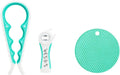 3-Piece Jar & Bottle Opener Set for Seniors, Non-Slip Silicone Grip Mat, Ergonomic Kitchen Gadget (blue and white)