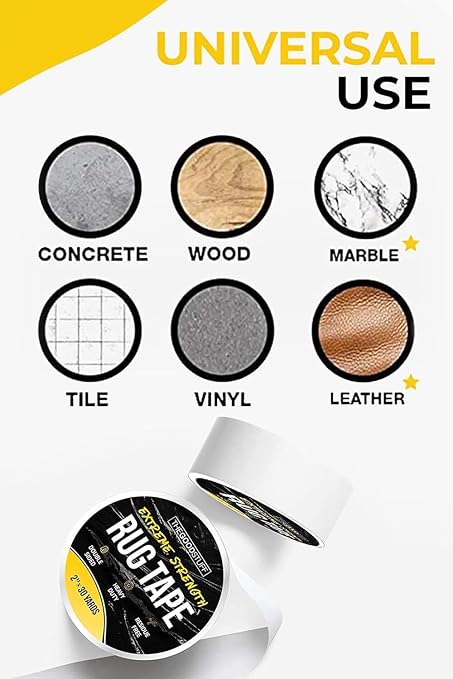 The Good Stuff Double Sided Carpet Tape [2"x10yd] - Heavy-Duty Rug Gripper Tape - Strong Non-Slip Rug Tape for carpet, hardwood floors, Vinyl, Area Rugs, Tiles, and Concrete - No Residue, Easy Removal