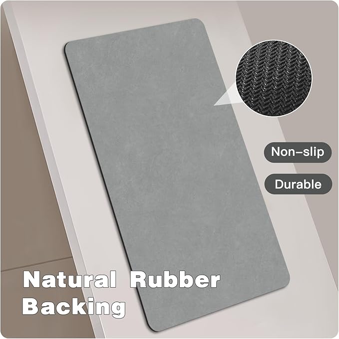TYUU Toilet Rug, Thin Toilet Rugs U Shaped Washable Non Slip Absorbent Quick Dry Low Pile Toilet Mat, 20"x24" U Shape Light Grey