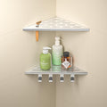 Corner Shower Shelf w/Hooks, Grout in Bathroom Shelves for Tiled Wall, 304 Stainless Steel Recessed Shower Shelf (Polished, 10''-2pcs)